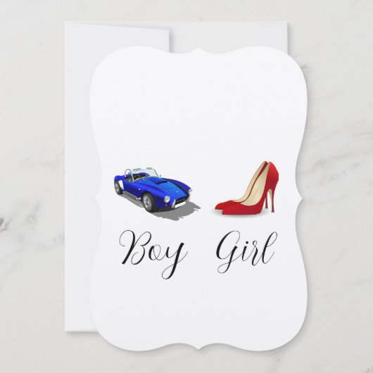 Heels oder Räder Chic Lässige Quirky Gender Reveal Einladung (Rückseite)