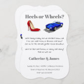 Heels oder Räder Chic Lässige Quirky Gender Reveal Einladung (Vorne/Hinten)