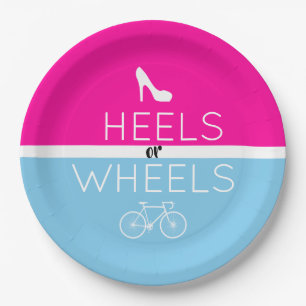 Heels oder Räder {Fahrrad} Pink Blauer Geschlecht Pappteller