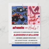 Heels oder Räder Geschlecht zeigen Einladung pink (Vorderseite)