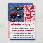 Heels oder Räder Geschlecht zeigen Einladung pink (Vorne/Hinten)