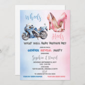 Heels oder Räder Geschlechtsspezifisches Party Einladung (Vorne/Hinten)