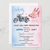 Heels oder Räder Geschlechtsspezifisches Party Einladung (Vorne/Hinten)