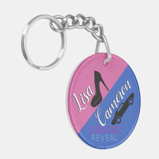 Heels oder Räder | Rosa und Blauer Geschlechtsverk Schlüsselanhänger (Vorderseite links)