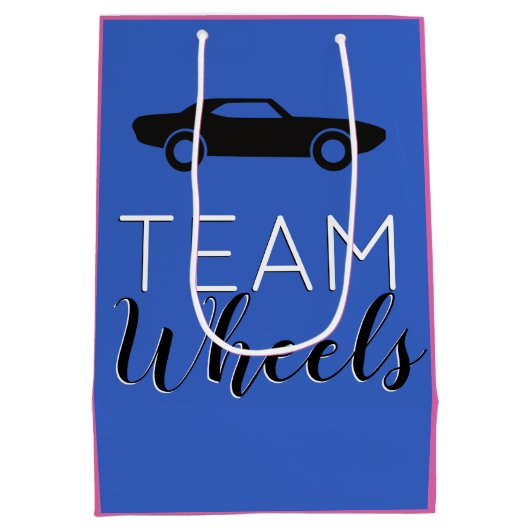 Heels oder Radteams Pink|Blue Gender-Bericht Mittlere Geschenktüte (Rückseite)