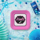 Heels Rosa und Schwarzes Geschlecht Pappteller (Party)