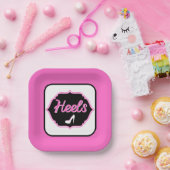 Heels Rosa und Schwarzes Geschlecht Pappteller (Party)