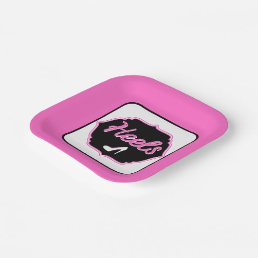 Heels Rosa und Schwarzes Geschlecht Pappteller (Gewinkelt)