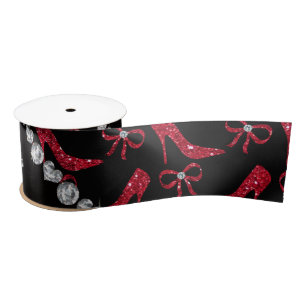 Heelsbogen des Glitters des hochroten Rotes des Satinband