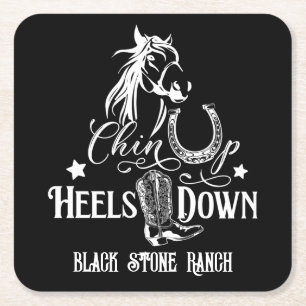 Heelse auf dem Cowgirl reiten Rechteckiger Pappuntersetzer