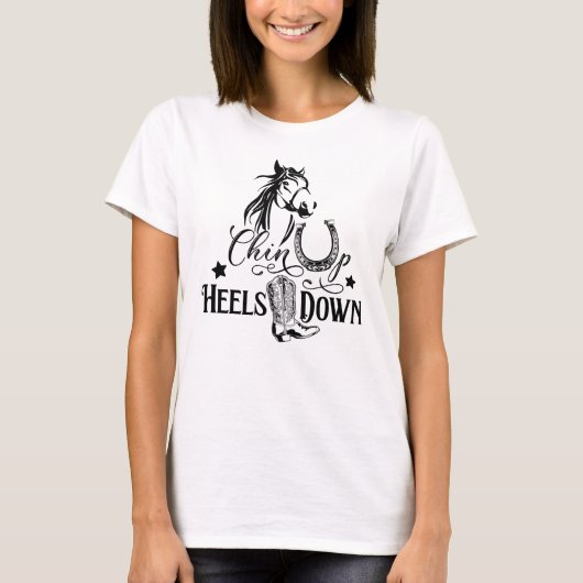Heelse auf dem Cowgirl reiten T-Shirt (Vorderseite)