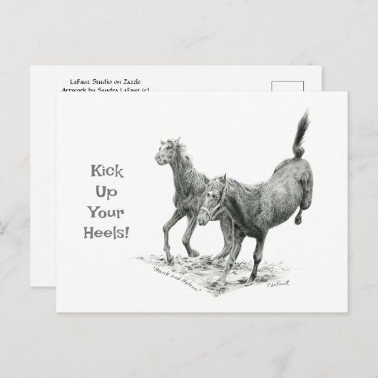 Heelse beim Postüberqueren der Postkarte aufheben (Vorne/Hinten)