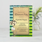 Heelse, Glas, Ballons, Grünstreifen - Ruhestand Einladung (Stehend Vorderseite)