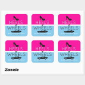 Heelse oder Räder [[Auto]] Black|Pink|Blue Gender  Quadratischer Aufkleber (Blatt)