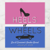 Heelse oder Räder Pink|Blue Heel|Car Gender Reveal Weinetikett (Einzelnes Label)