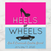 Heelse oder Räder Pink|Blue Heel|Car Gender Reveal Weinetikett (Einzelnes Label)