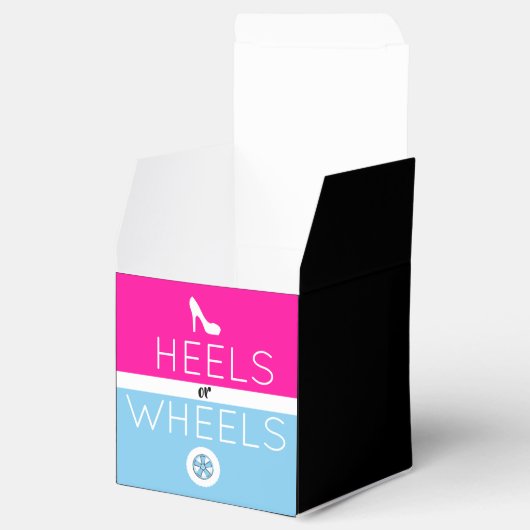 Heelse oder Räder |Rosa und blaue Genderdarstellun Geschenkschachtel (Geöffnet)