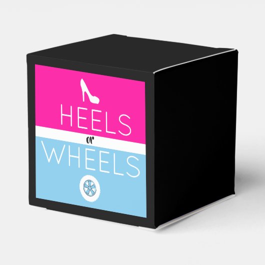 Heelse oder Räder |Rosa und blaue Genderdarstellun Geschenkschachtel (Rückseite)