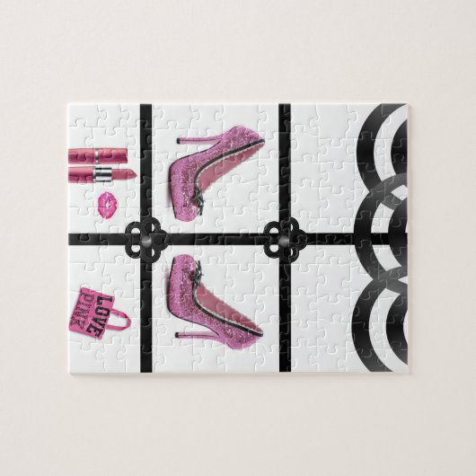 Heelse rosa schwarzes Puzzle (Horizontal)