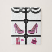 Heelse rosa schwarzes Puzzle (Vertikal)