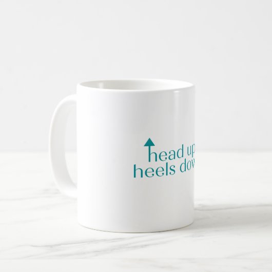 Heelse runter Sprichwort Kaffeetasse (Vorderseite Links)