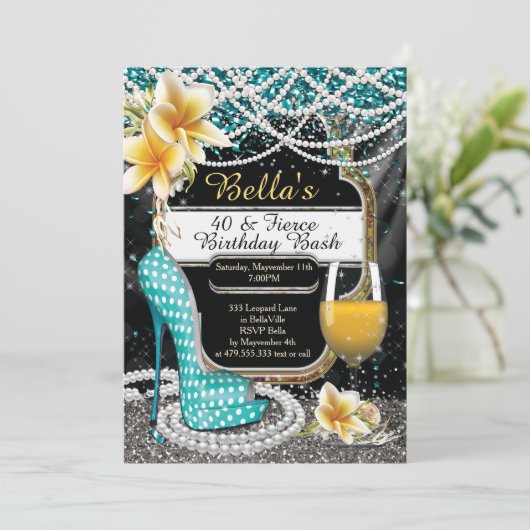 Heelse und Getränke Frauen Einladungen zum Geburts (Stehend Vorderseite)