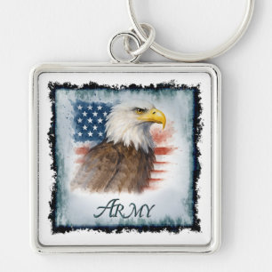 Heer Amerikanische Flagge & Adler Schlüsselanhänger