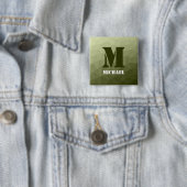 Heeres hellgrün geometrisches Maschenmuster Monogr Button (Beispiel)