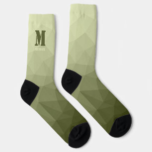 Heeres hellgrün geometrisches Maschenmuster Monogr Socken