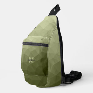 Heeresgrün geometrisches Maschenmuster Monogramm Crossbody Bag