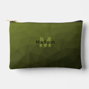 Heeresgrün geometrisches Mesh-Muster Monogramm Zubehörtasche