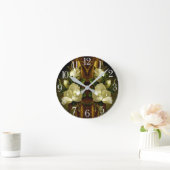Hefe Magnolia Blume Gold Velvet Wall Clock Runde Wanduhr (Zuhause)