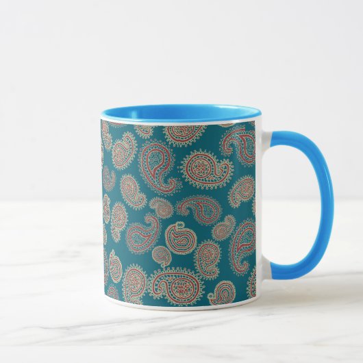 Heffalump Red Blue Beige Paisley Ringer Tasse (Rechts)