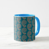 Heffalump Red Blue Beige Paisley Ringer Tasse (VorderseiteRechts)