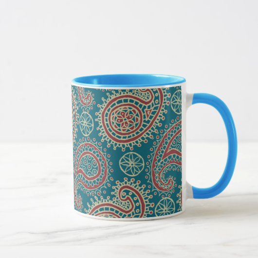Heffalump rote blaue beige Paisley Tasse (Rechts)