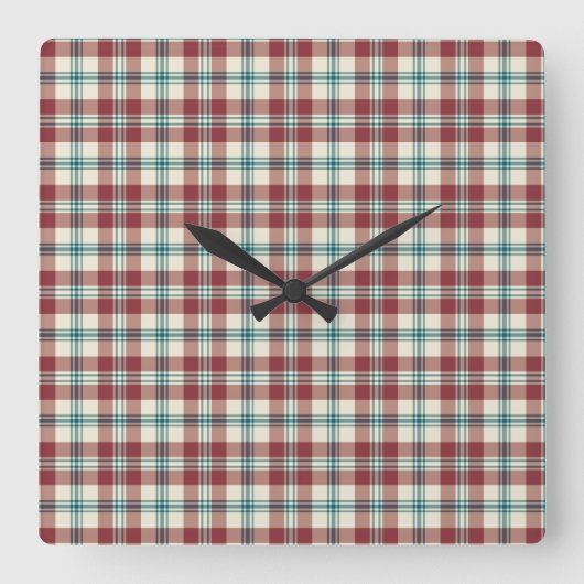 Heffalumps Red, Blue, Beige Karierte Wall Clock Quadratische Wanduhr (Vorderseite)