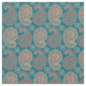 Heffalumps Red Blue Beige Paisley Pattern Fabric Stoff (Nahaufnahme)