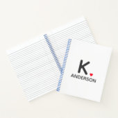 Heft Monogram Red Modern Minimalistisch Niedlich Notizblock (Innenseite)