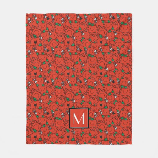 Heftgewichte Rot und Grün Muster | Monogramm Fleecedecke (Vorderseite)