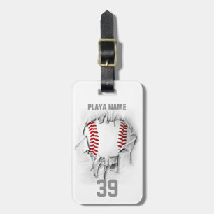 Heftiger Baseball (weißes personalisiertes) Gepäckanhänger