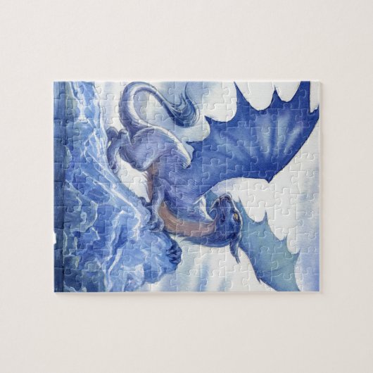Heftiger blauer Drache Puzzle (Horizontal)