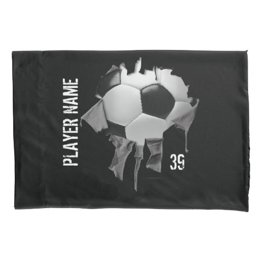 Heftiger Fußball-personalisierter dunkler Kissenbezug (Vorderseite)