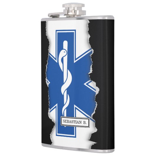 Heftiger heraus EMT Sanitäter-Symbol-individueller Flachmann (Links)