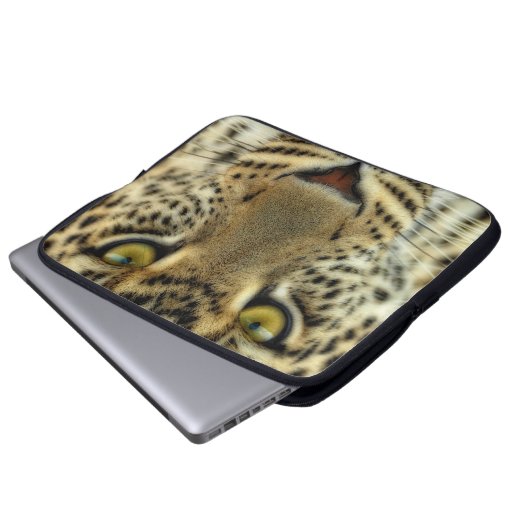 Heftiger Leopard Laptopschutzhülle (Vorne Knopf)