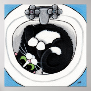 Heftigkeit (v2) in blau   Katzenkunst Poster