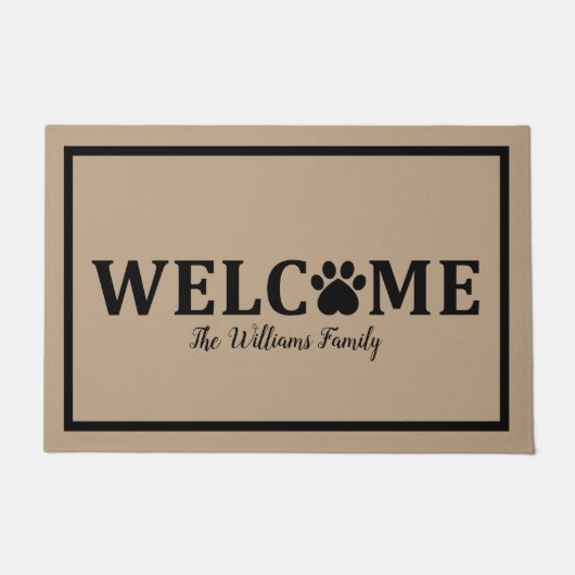 Heftkatzenaufdruck - WILLKOMMEN - Personalisiert Fußmatte (Vorderseite)