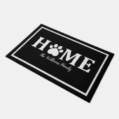 Heftkatzenaufdruck - ZUHAUSE- Personalisiert Fußmatte (Schrägansicht)