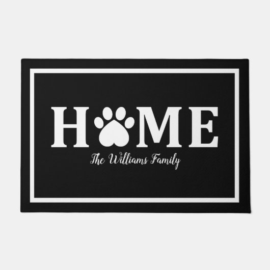 Heftkatzenaufdruck - ZUHAUSE- Personalisiert Fußmatte (Vorderseite)