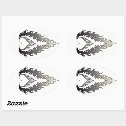 Heftklammer : Silber Ovaler Aufkleber (Blatt)