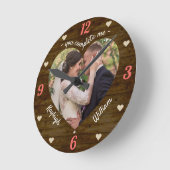 Heftpuzzle Hochzeit Foto Rustikal, Sie schließen m Runde Wanduhr (Winkel)